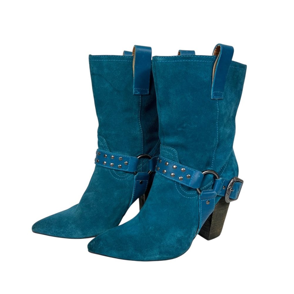 Dingo Teal Leather Dancing Queen Pointed Toe High Cowboy Boots Womens Size 8.5